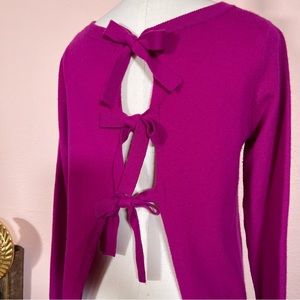 Banana Republic Todd Duncan Magenta Bow Back Scottish Cashmere Sweater